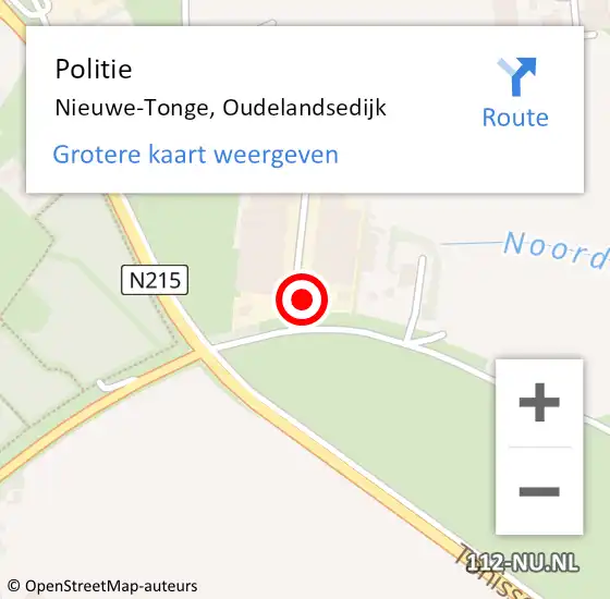 Locatie op kaart van de 112 melding: Politie Nieuwe-Tonge, Oudelandsedijk op 28 november 2023 15:14