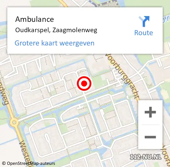 Locatie op kaart van de 112 melding: Ambulance Oudkarspel, Zaagmolenweg op 28 november 2023 15:18