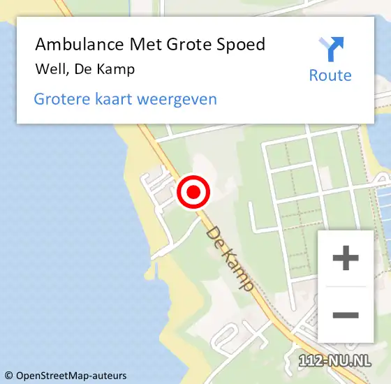 Locatie op kaart van de 112 melding: Ambulance Met Grote Spoed Naar Well, De Kamp op 16 september 2014 17:54