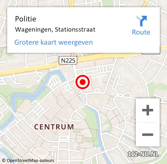 Locatie op kaart van de 112 melding: Politie Wageningen, Stationsstraat op 28 november 2023 16:27