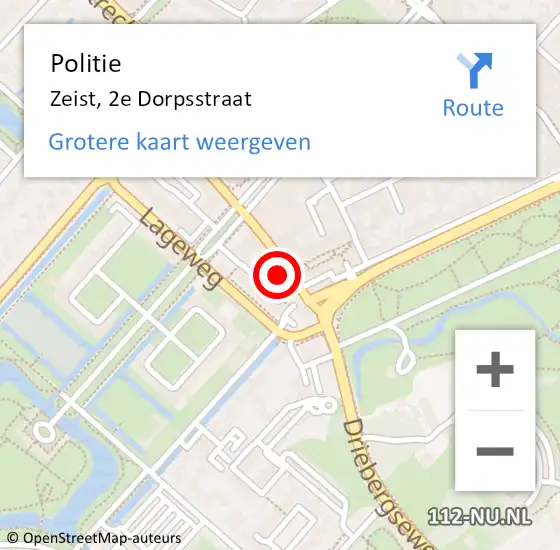 Locatie op kaart van de 112 melding: Politie Zeist, 2e Dorpsstraat op 28 november 2023 16:38