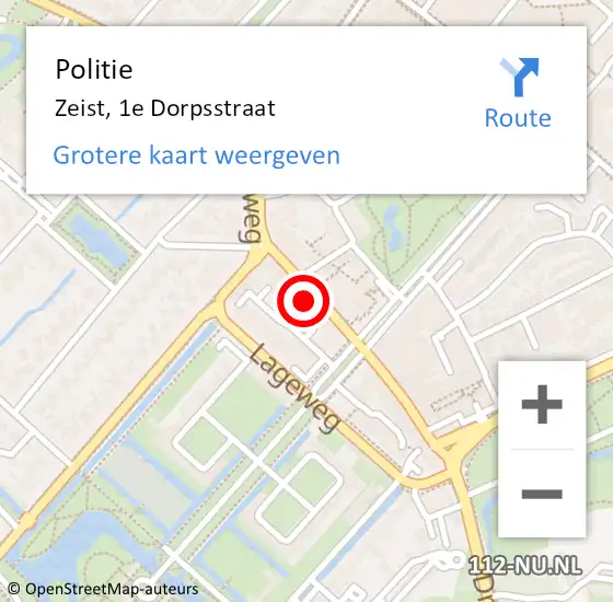 Locatie op kaart van de 112 melding: Politie Zeist, 1e Dorpsstraat op 28 november 2023 16:38