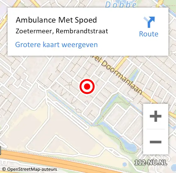 Locatie op kaart van de 112 melding: Ambulance Met Spoed Naar Zoetermeer, Rembrandtstraat op 28 november 2023 16:49