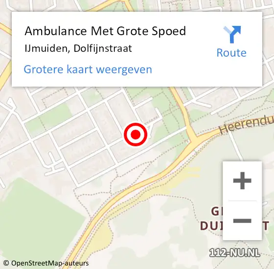 Locatie op kaart van de 112 melding: Ambulance Met Grote Spoed Naar IJmuiden, Dolfijnstraat op 28 november 2023 16:51