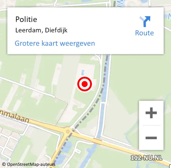 Locatie op kaart van de 112 melding: Politie Leerdam, Diefdijk op 28 november 2023 17:10