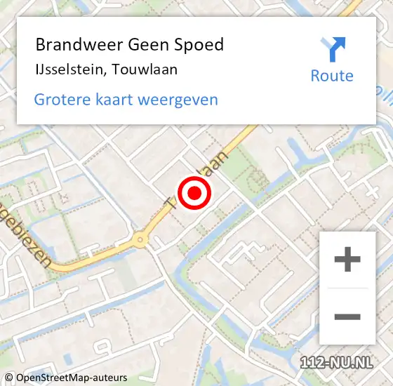 Locatie op kaart van de 112 melding: Brandweer Geen Spoed Naar IJsselstein, Touwlaan op 28 november 2023 17:19