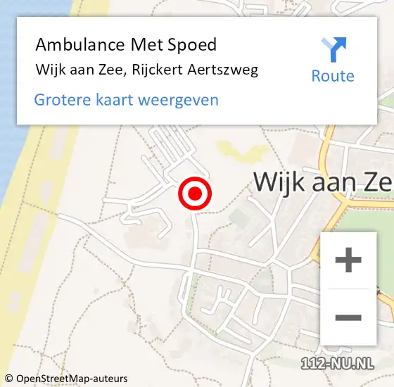 Locatie op kaart van de 112 melding: Ambulance Met Spoed Naar Wijk aan Zee, Rijckert Aertszweg op 28 november 2023 17:51