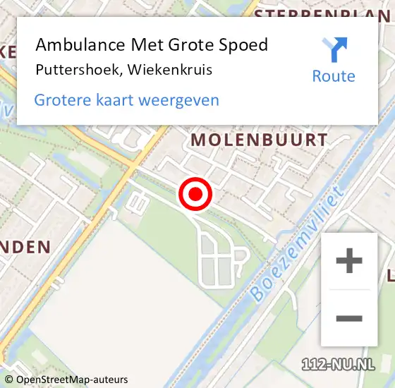 Locatie op kaart van de 112 melding: Ambulance Met Grote Spoed Naar Puttershoek, Wiekenkruis op 28 november 2023 17:52