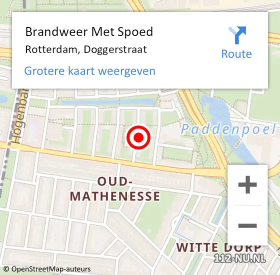 Locatie op kaart van de 112 melding: Brandweer Met Spoed Naar Rotterdam, Doggerstraat op 28 november 2023 18:03
