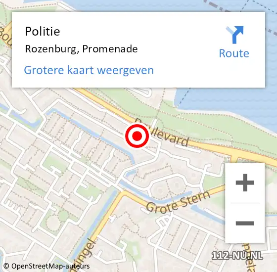 Locatie op kaart van de 112 melding: Politie Rozenburg, Promenade op 28 november 2023 18:20