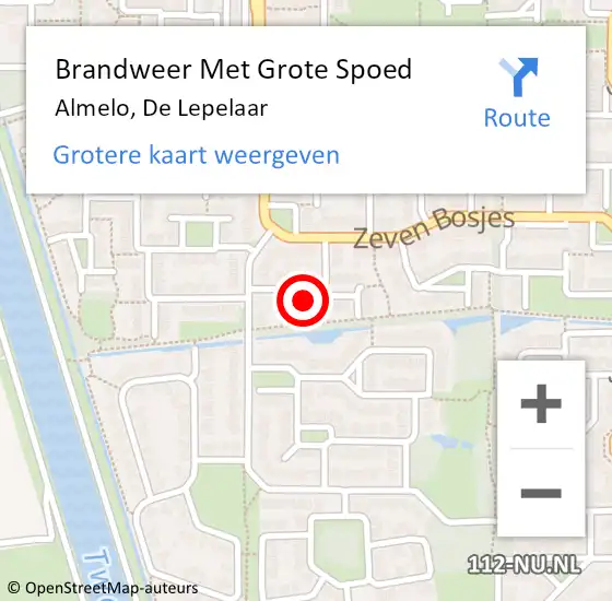 Locatie op kaart van de 112 melding: Brandweer Met Grote Spoed Naar Almelo, De Lepelaar op 28 november 2023 18:44