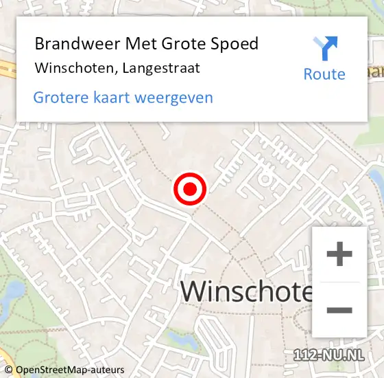 Locatie op kaart van de 112 melding: Brandweer Met Grote Spoed Naar Winschoten, Langestraat op 28 november 2023 19:00