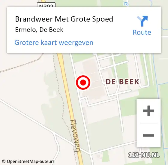 Locatie op kaart van de 112 melding: Brandweer Met Grote Spoed Naar Ermelo, De Beek op 28 november 2023 19:04