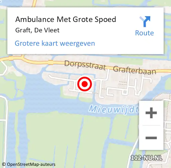 Locatie op kaart van de 112 melding: Ambulance Met Grote Spoed Naar Graft, De Vleet op 28 november 2023 19:34