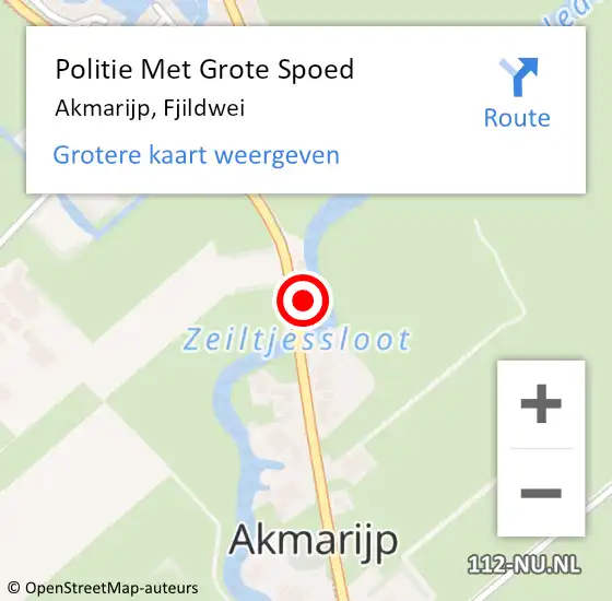 Locatie op kaart van de 112 melding: Politie Met Grote Spoed Naar Akmarijp, Fjildwei op 28 november 2023 19:42