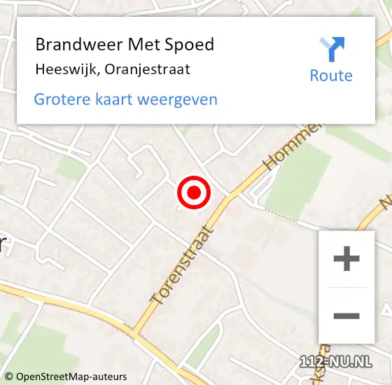 Locatie op kaart van de 112 melding: Brandweer Met Spoed Naar Heeswijk, Oranjestraat op 28 november 2023 19:49