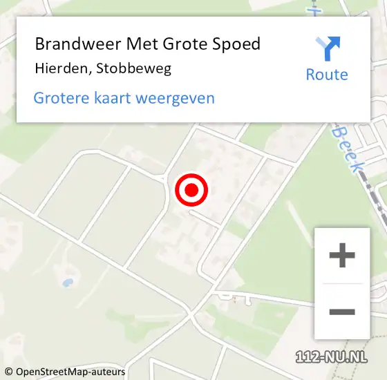 Locatie op kaart van de 112 melding: Brandweer Met Grote Spoed Naar Hierden, Stobbeweg op 28 november 2023 20:48