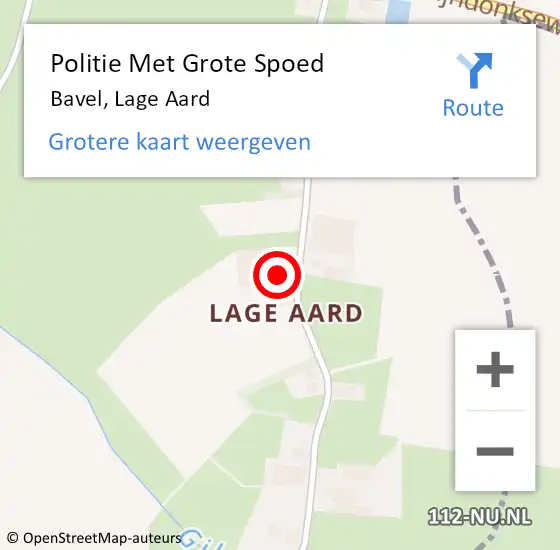 Locatie op kaart van de 112 melding: Politie Met Grote Spoed Naar Bavel, Lage Aard op 28 november 2023 20:56