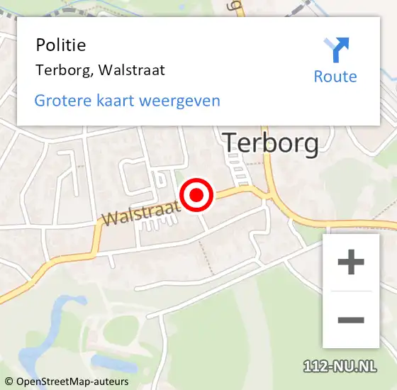 Locatie op kaart van de 112 melding: Politie Terborg, Walstraat op 28 november 2023 21:07