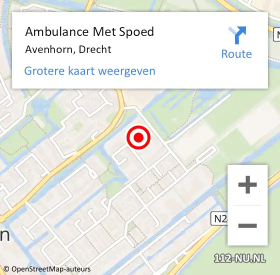 Locatie op kaart van de 112 melding: Ambulance Met Spoed Naar Avenhorn, Drecht op 28 november 2023 21:08