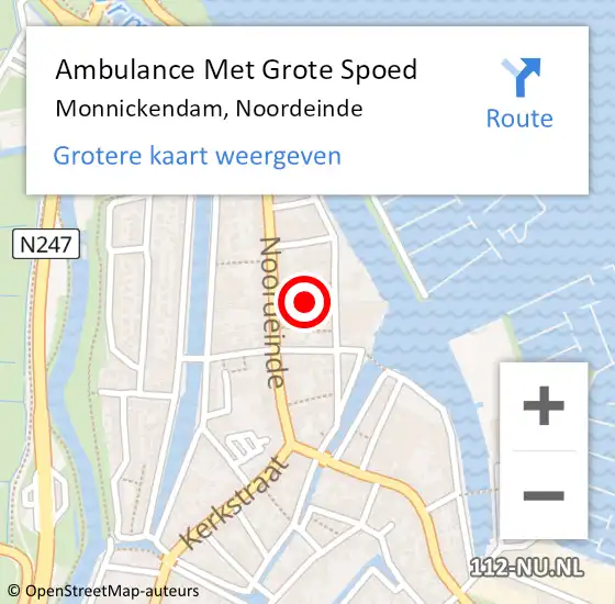 Locatie op kaart van de 112 melding: Ambulance Met Grote Spoed Naar Monnickendam, Noordeinde op 28 november 2023 21:30