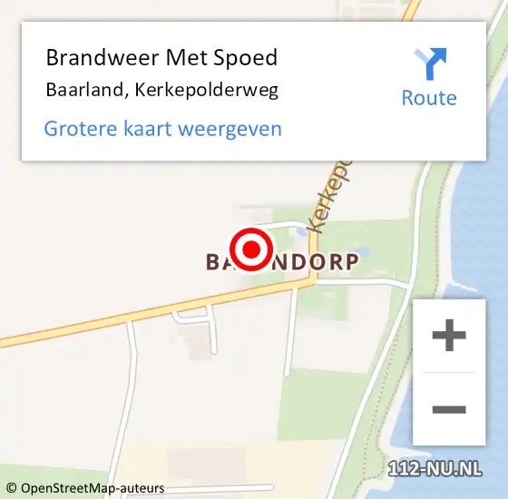 Locatie op kaart van de 112 melding: Brandweer Met Spoed Naar Baarland, Kerkepolderweg op 28 november 2023 21:46