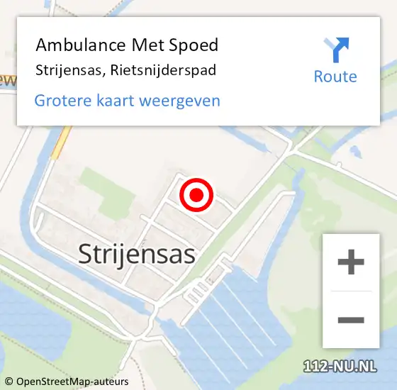 Locatie op kaart van de 112 melding: Ambulance Met Spoed Naar Strijensas, Rietsnijderspad op 28 november 2023 21:46