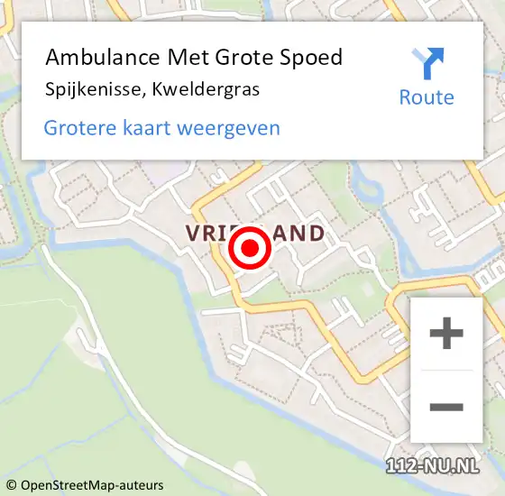 Locatie op kaart van de 112 melding: Ambulance Met Grote Spoed Naar Spijkenisse, Kweldergras op 28 november 2023 21:54