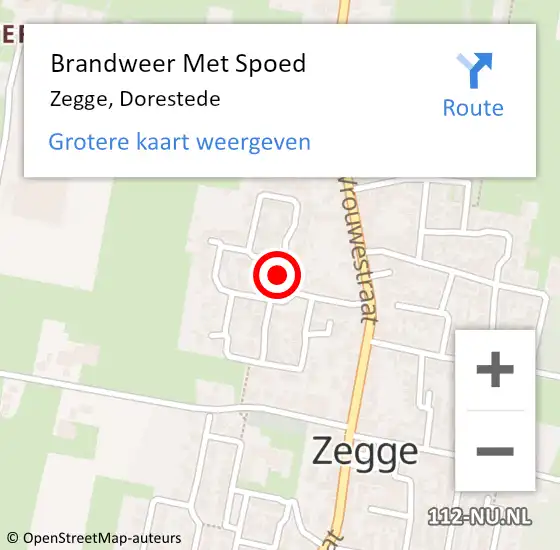 Locatie op kaart van de 112 melding: Brandweer Met Spoed Naar Zegge, Dorestede op 28 november 2023 22:20