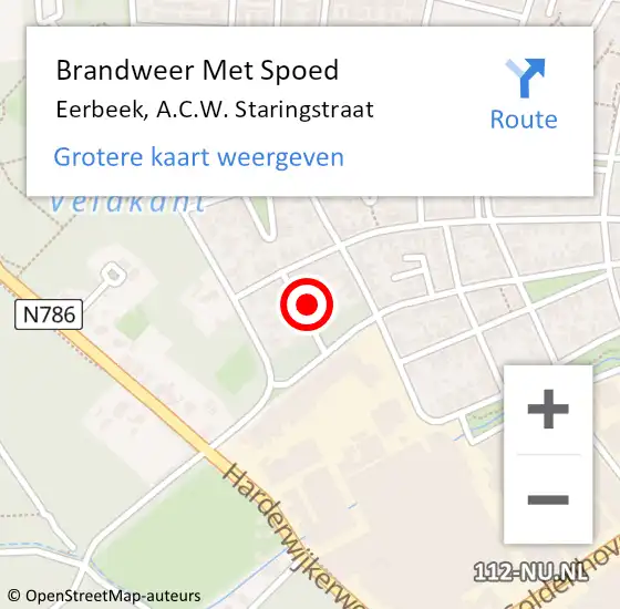 Locatie op kaart van de 112 melding: Brandweer Met Spoed Naar Eerbeek, A.C.W. Staringstraat op 28 november 2023 22:53