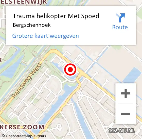 Locatie op kaart van de 112 melding: Trauma helikopter Met Spoed Naar Bergschenhoek op 28 november 2023 23:01