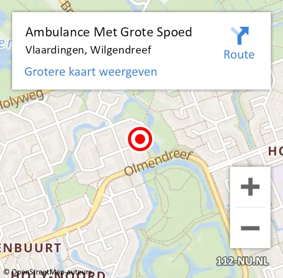 Locatie op kaart van de 112 melding: Ambulance Met Grote Spoed Naar Vlaardingen, Wilgendreef op 28 november 2023 23:13