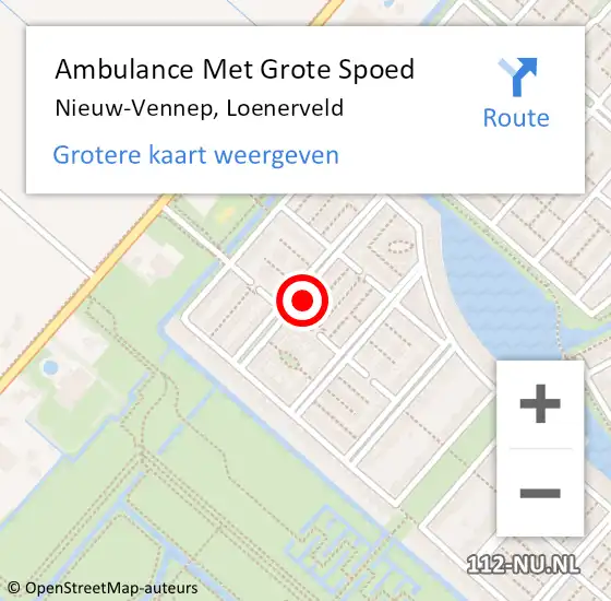 Locatie op kaart van de 112 melding: Ambulance Met Grote Spoed Naar Nieuw-Vennep, Loenerveld op 28 november 2023 23:41