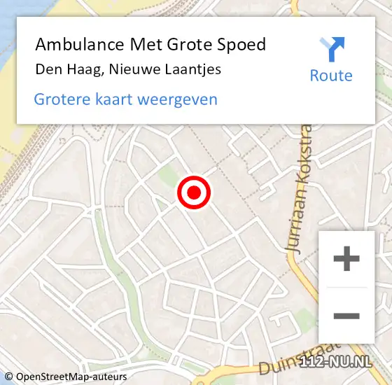 Locatie op kaart van de 112 melding: Ambulance Met Grote Spoed Naar Den Haag, Nieuwe Laantjes op 28 november 2023 23:42