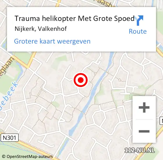 Locatie op kaart van de 112 melding: Trauma helikopter Met Grote Spoed Naar Nijkerk, Valkenhof op 29 november 2023 00:15