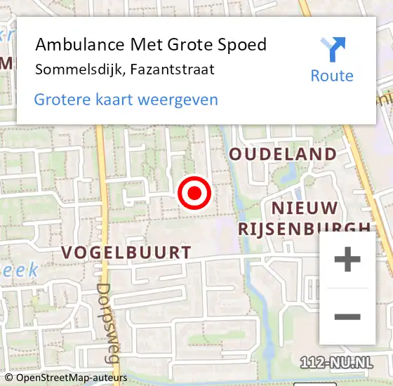 Locatie op kaart van de 112 melding: Ambulance Met Grote Spoed Naar Sommelsdijk, Fazantstraat op 29 november 2023 00:33