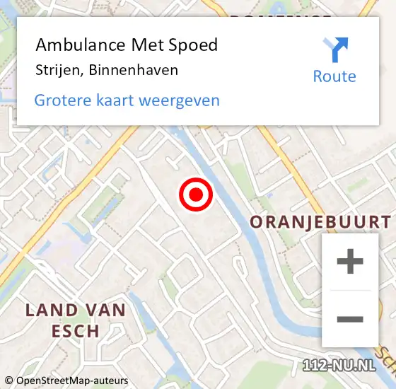 Locatie op kaart van de 112 melding: Ambulance Met Spoed Naar Strijen, Binnenhaven op 29 november 2023 01:05