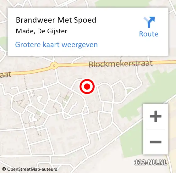 Locatie op kaart van de 112 melding: Brandweer Met Spoed Naar Made, De Gijster op 29 november 2023 01:08