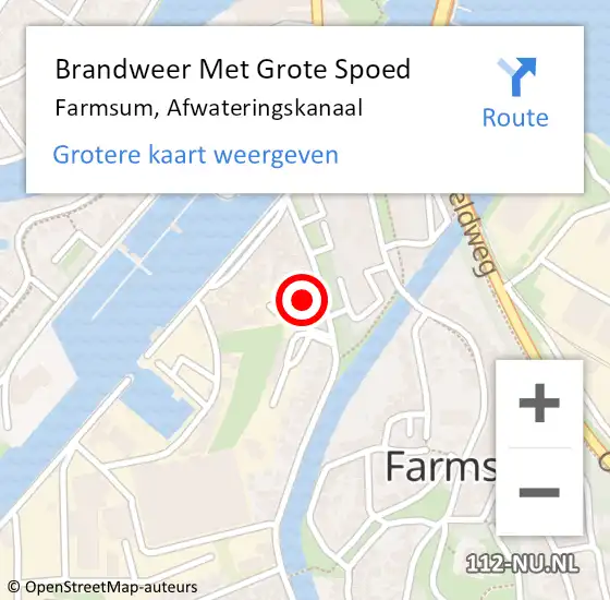 Locatie op kaart van de 112 melding: Brandweer Met Grote Spoed Naar Farmsum, Afwateringskanaal op 29 november 2023 01:16