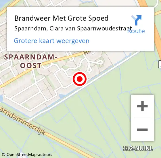 Locatie op kaart van de 112 melding: Brandweer Met Grote Spoed Naar Spaarndam, Clara van Spaarnwoudestraat op 29 november 2023 01:45