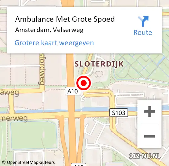 Locatie op kaart van de 112 melding: Ambulance Met Grote Spoed Naar Amsterdam, Velserweg op 29 november 2023 04:33