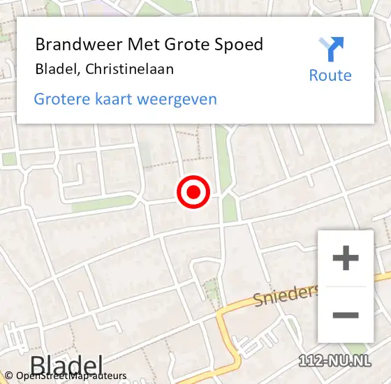 Locatie op kaart van de 112 melding: Brandweer Met Grote Spoed Naar Bladel, Christinelaan op 29 november 2023 06:00