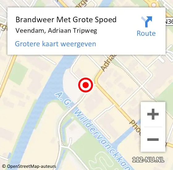 Locatie op kaart van de 112 melding: Brandweer Met Grote Spoed Naar Veendam, Adriaan Tripweg op 29 november 2023 06:11