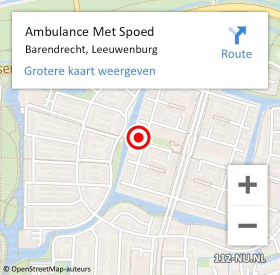 Locatie op kaart van de 112 melding: Ambulance Met Spoed Naar Barendrecht, Leeuwenburg op 29 november 2023 06:31