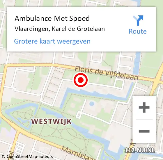 Locatie op kaart van de 112 melding: Ambulance Met Spoed Naar Vlaardingen, Karel de Grotelaan op 29 november 2023 06:44