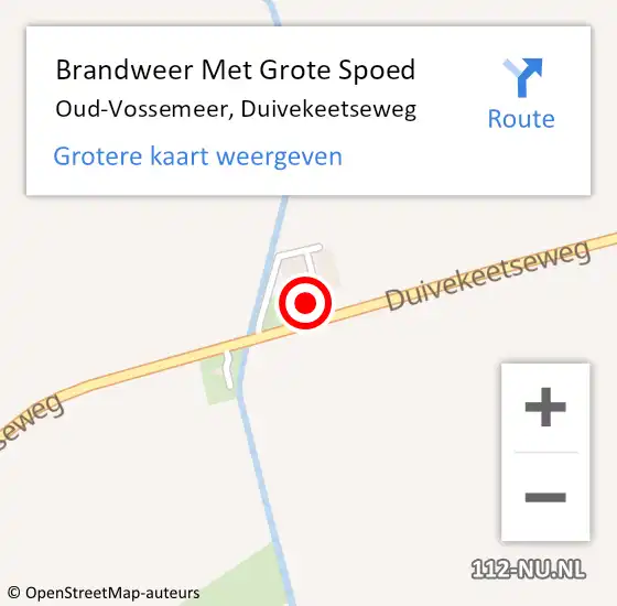 Locatie op kaart van de 112 melding: Brandweer Met Grote Spoed Naar Oud-Vossemeer, Duivekeetseweg op 29 november 2023 07:52