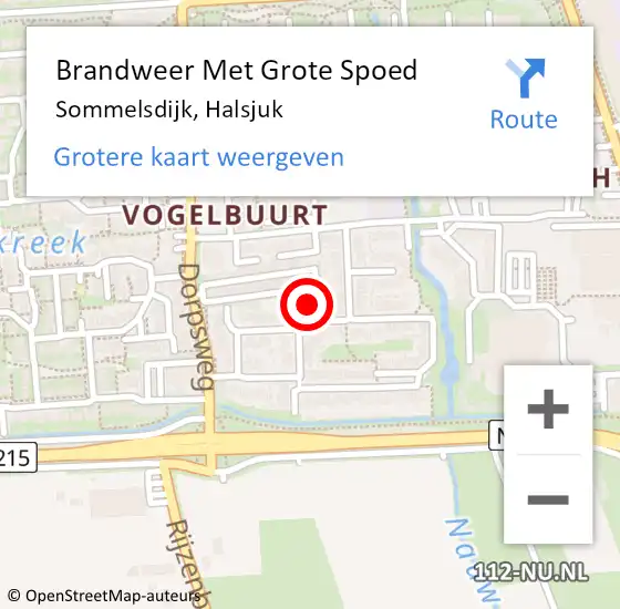 Locatie op kaart van de 112 melding: Brandweer Met Grote Spoed Naar Sommelsdijk, Halsjuk op 29 november 2023 07:57