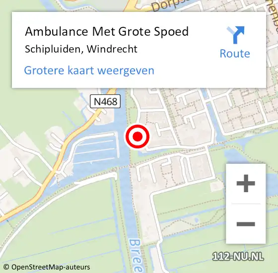 Locatie op kaart van de 112 melding: Ambulance Met Grote Spoed Naar Schipluiden, Windrecht op 29 november 2023 08:16
