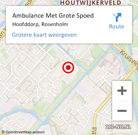 Locatie op kaart van de 112 melding: Ambulance Met Grote Spoed Naar Hoofddorp, Rosenholm op 29 november 2023 08:23