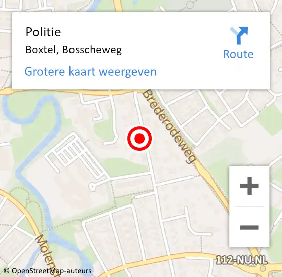 Locatie op kaart van de 112 melding: Politie Boxtel, Bosscheweg op 29 november 2023 08:44